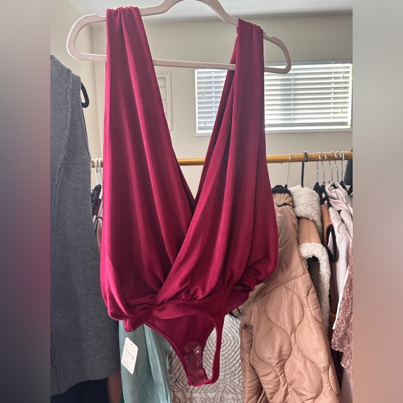 Free People Night Owl Bodysuit in Rhubarb - Picture 5 of 8